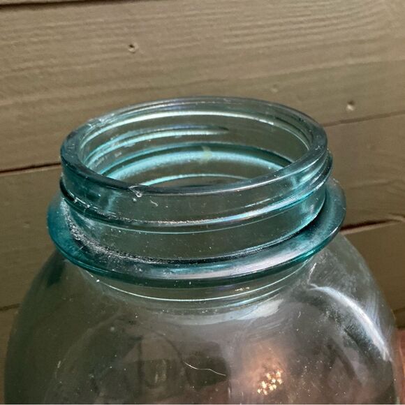 Antique Blue Mason Jar | 9.5” Tall | Rustic Farmhouse Decor - Picture 4 of 6
